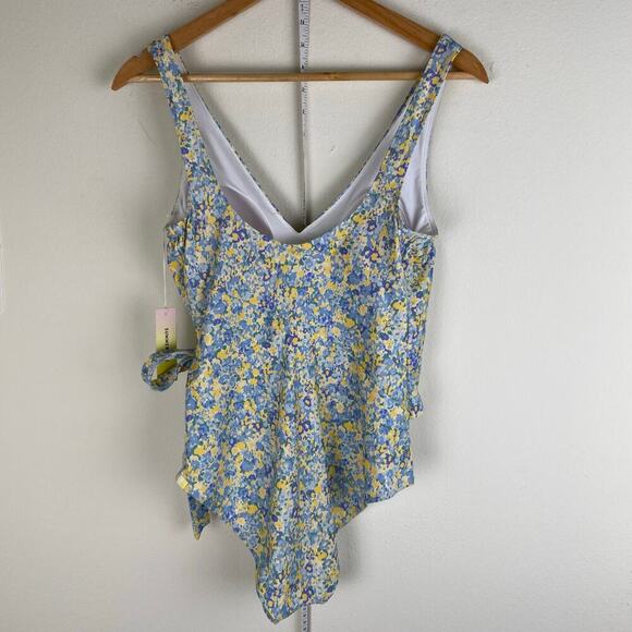 NWT Summersalt Perfect Wrap Blue Yellow Floral One-Piece Swimsuit Size 10 - Picture 9 of 14